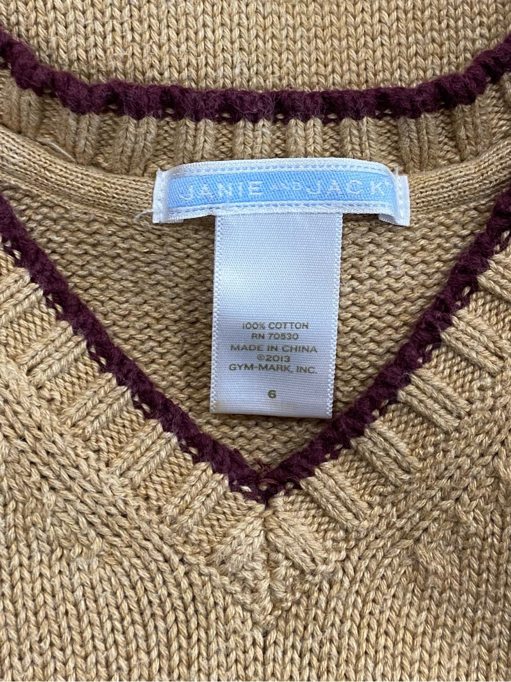 Janie and Jack Boys Blue Oxford Shirt with Tan Bear Sweater Vest Size 6 - Picture 5 of 15